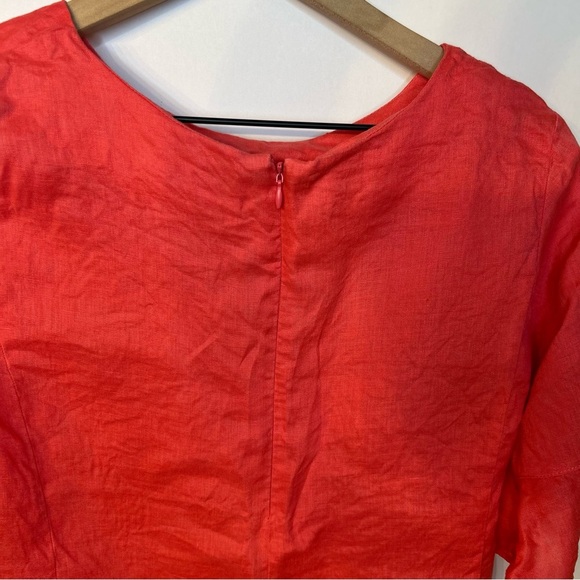 Neiman Marcus Coral Pink Linen Ruffle Sleeve Top, Size Medium - Picture 6 of 8
